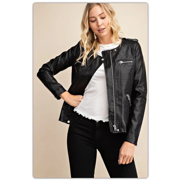 Black Vegan Leather Jacket - Picture 3 of 6